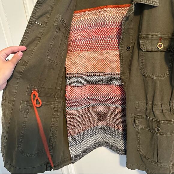 Anthropologie Green Cotton Knit Jacquard Mixed Media Jacket Small - Picture 10 of 16
